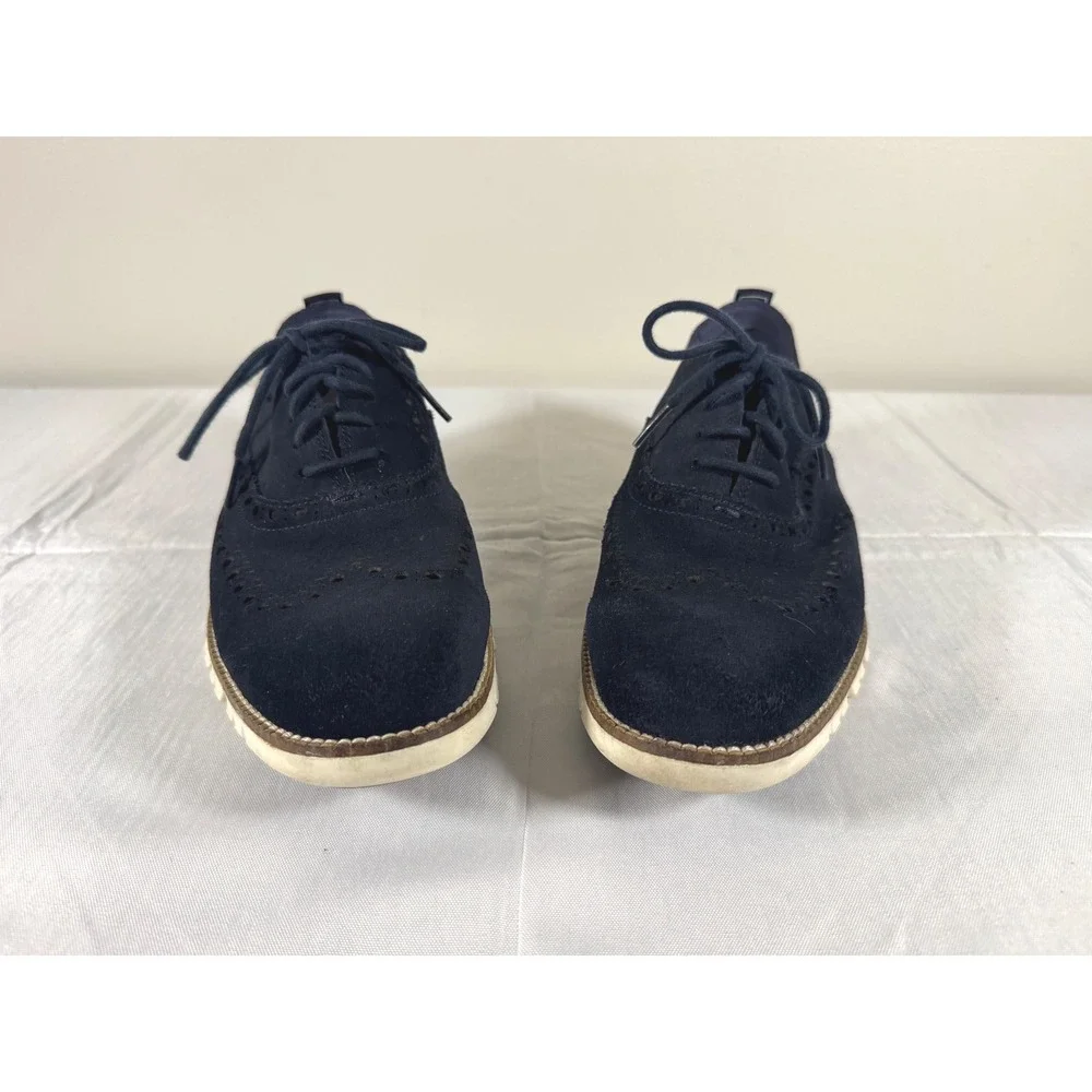 Cole Haan Zerogrand Navy Blue Suede Wingtip Oxford Shoes C24527 Mens 8.5 M